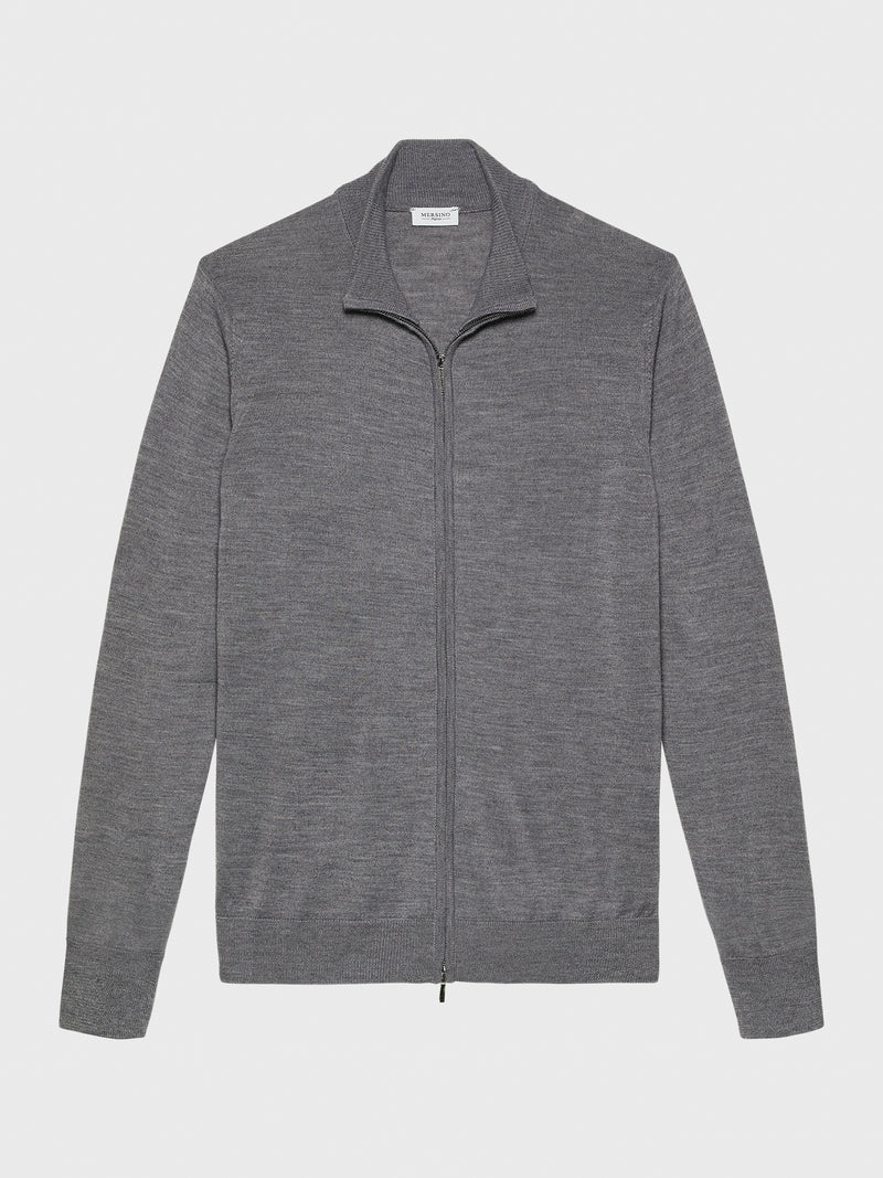 Grey Cashfeel Full-Zip Sweater