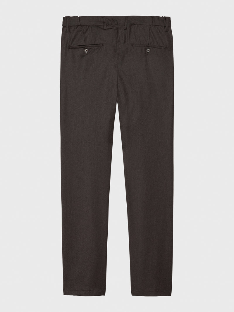 MERSINO BROWN LUXURY WOOL TROUSERS - WOVEN IN ITALY