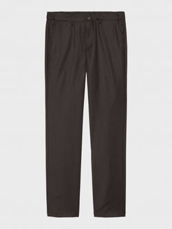 MERSINO BROWN LUXURY WOOL TROUSERS - WOVEN IN ITALY