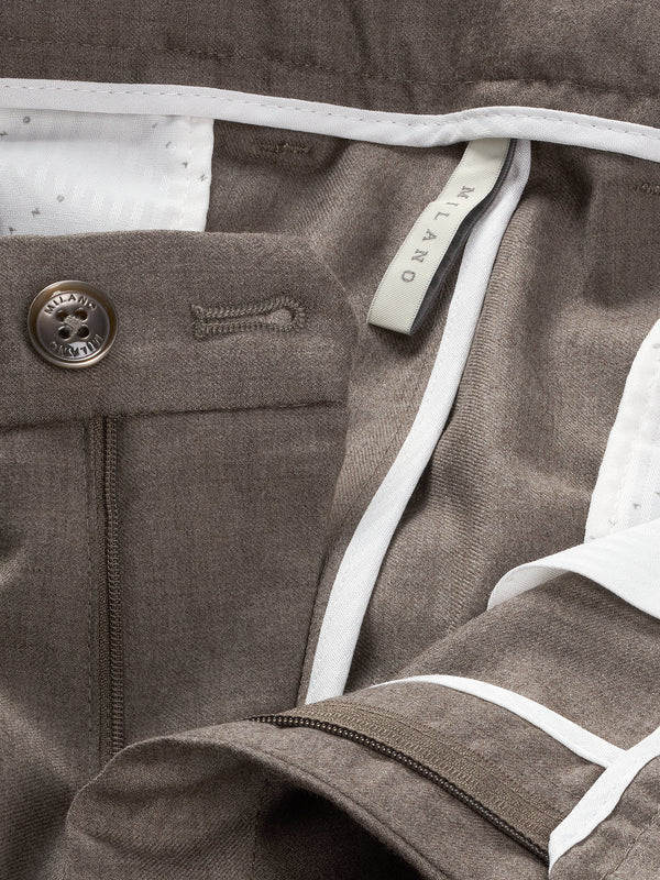 Mersino Taupe Luxury Wool Trousers - Woven in Italy