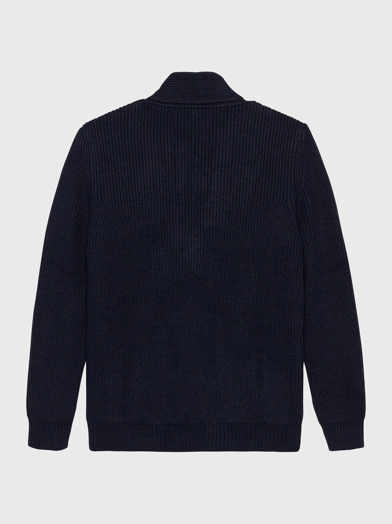 Navy Mersino Cardigan With Metal Buttons