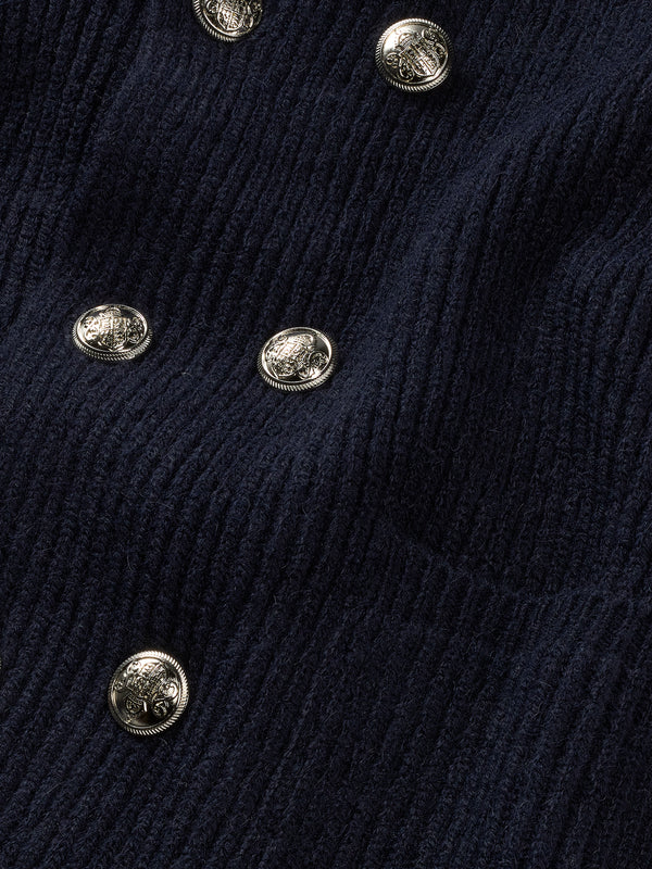 Navy Mersino Cardigan With Metal Buttons