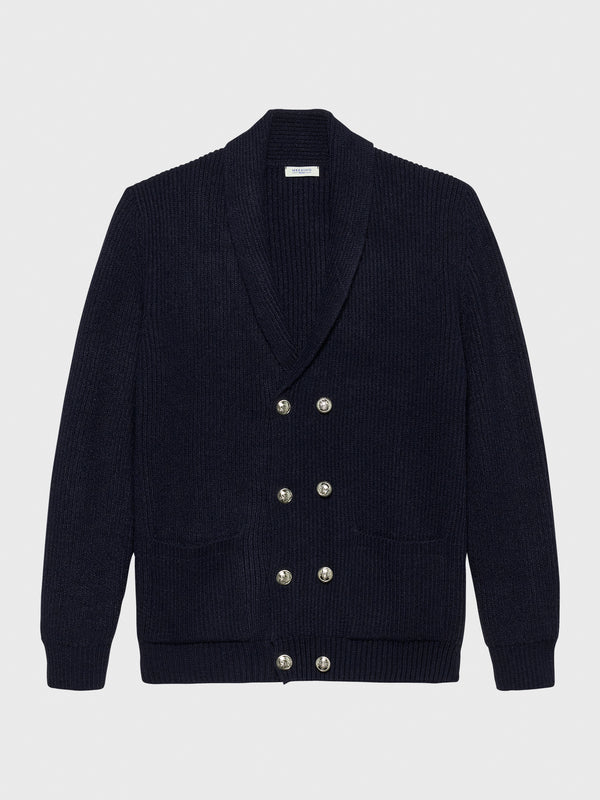 Navy Mersino Cardigan With Metal Buttons