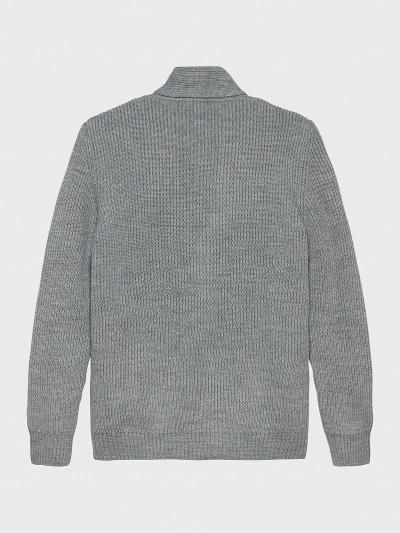 GREY MERSINO CARDIGAN WITH METAL BUTTONS