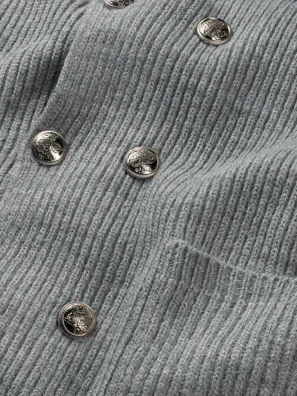 GREY MERSINO CARDIGAN WITH METAL BUTTONS