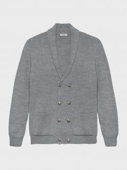 GREY MERSINO CARDIGAN WITH METAL BUTTONS