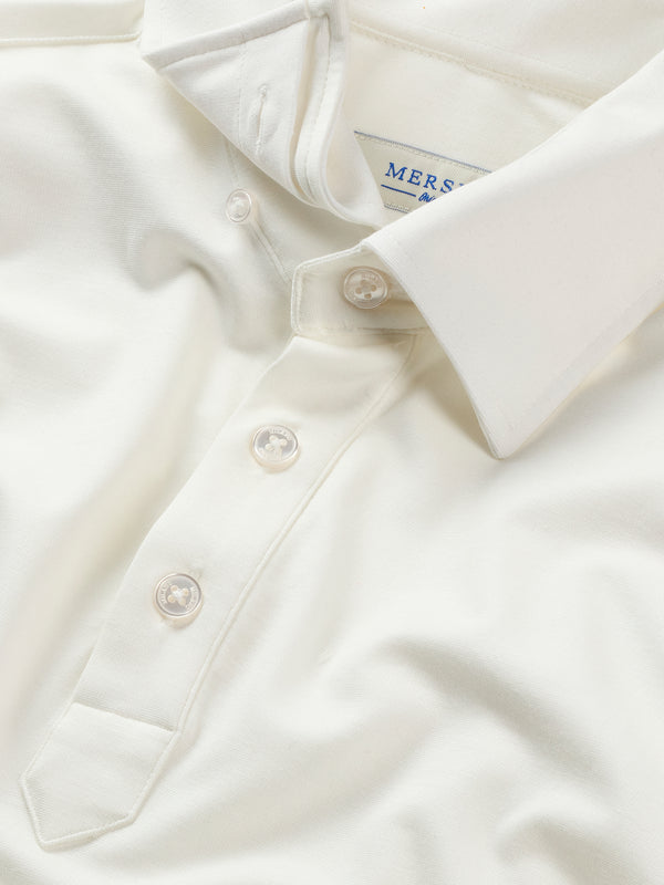 WHITE MERSINO POLO SHIRT