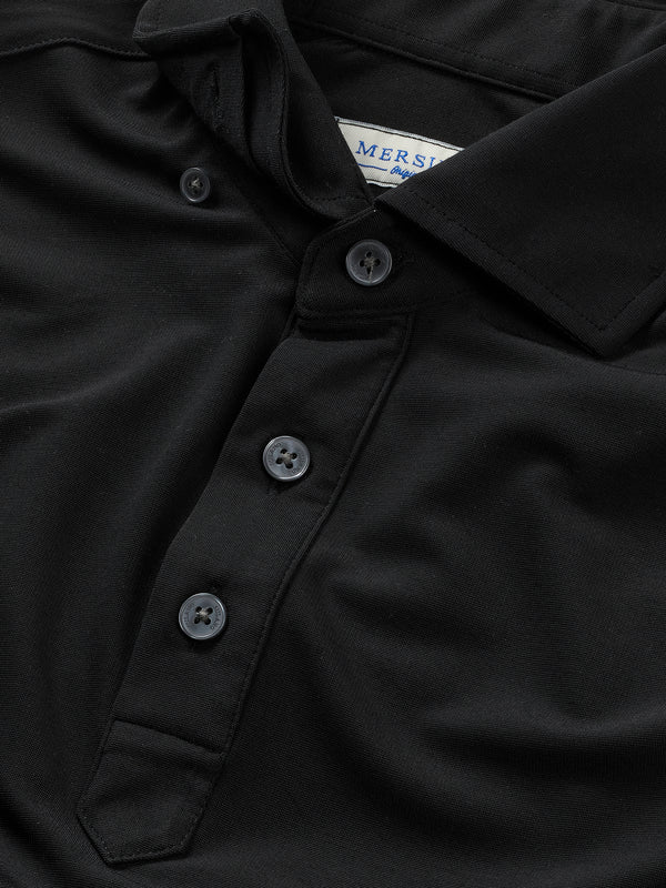 BLACK MERSINO POLO SHIRT