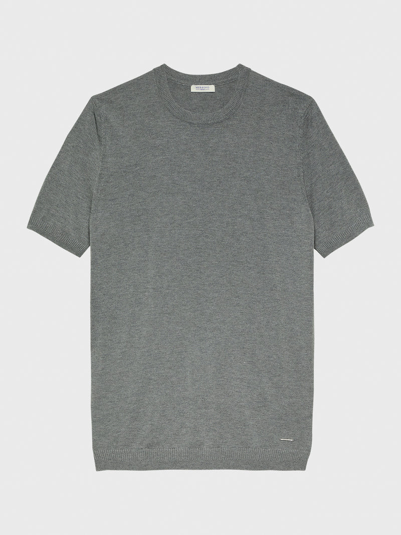 GREY CASHMERE SILK T-SHIRT