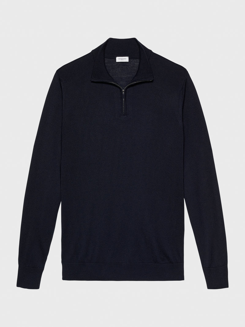 Navy Blue Cashfeel Half-Zip Sweater