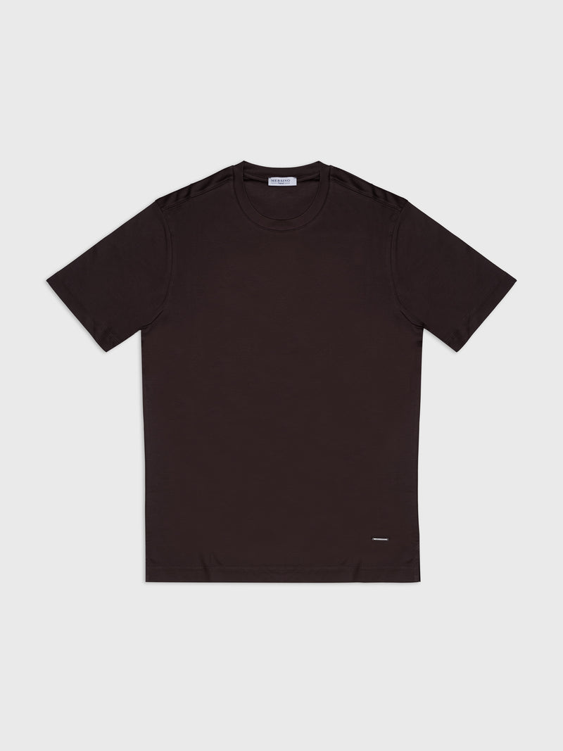 BROWN SOFT MERCERIZED COTTON T-SHIRT