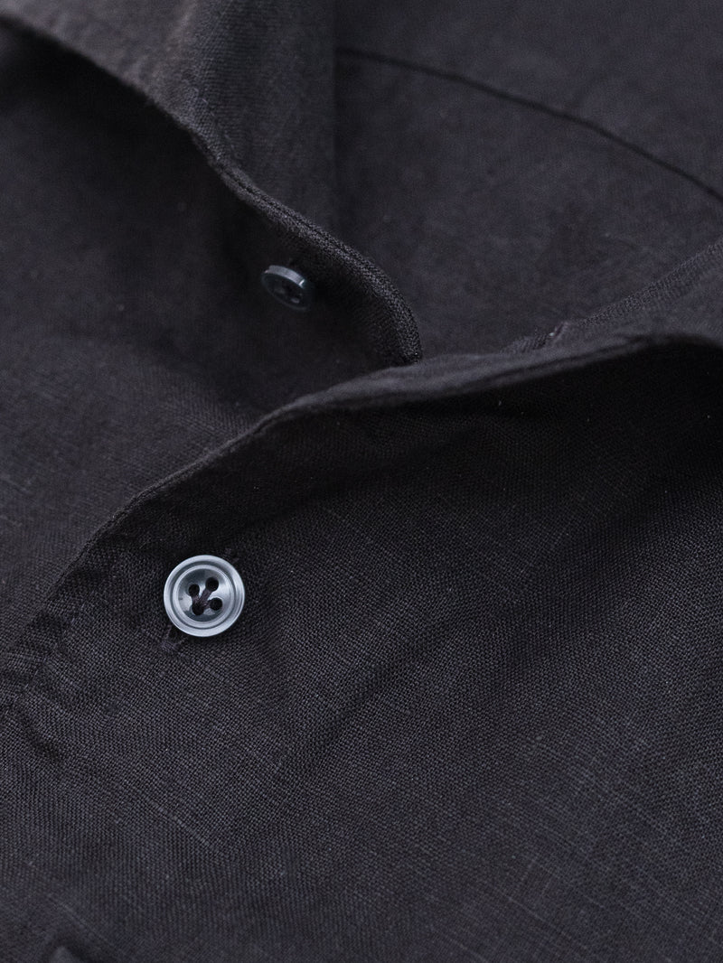 Mersino Black Pure Linen Marina Shirt by Canclini