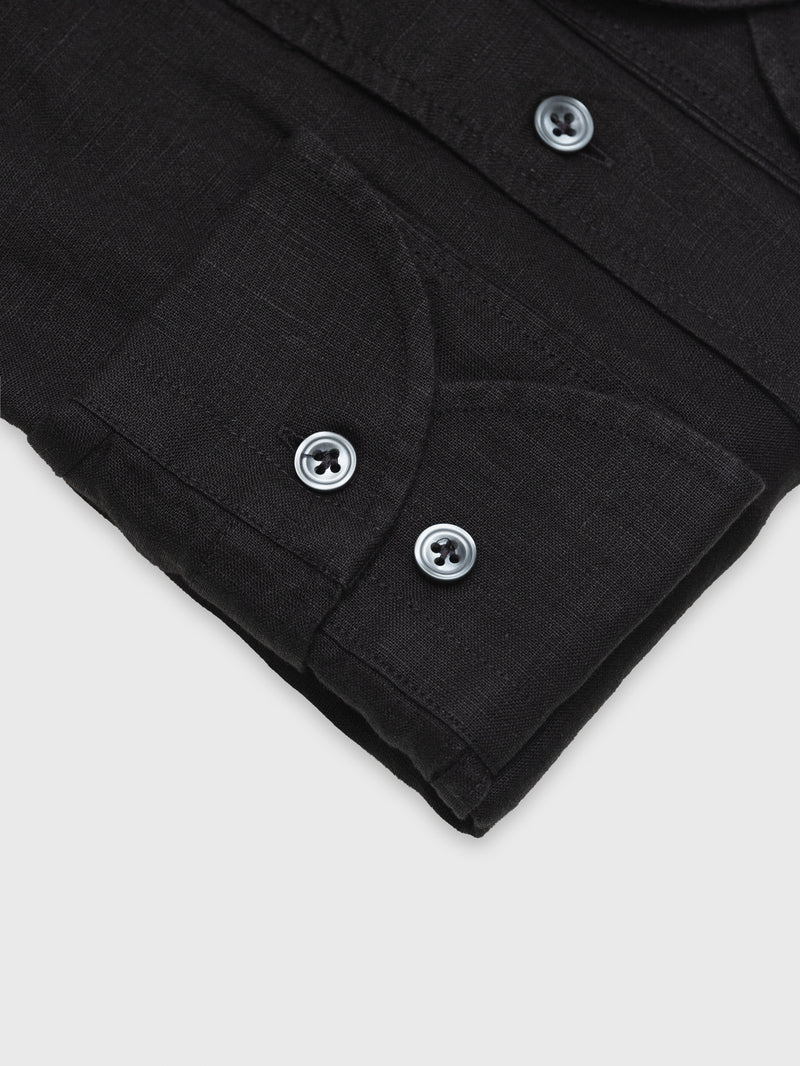 Mersino Black Pure Linen Marina Shirt by Canclini