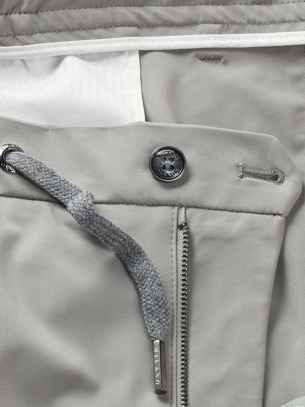 MERSINO MILANO EDITION LIGHT GREY DRAWSTRING TROUSERS - DESIGN IN ITALY