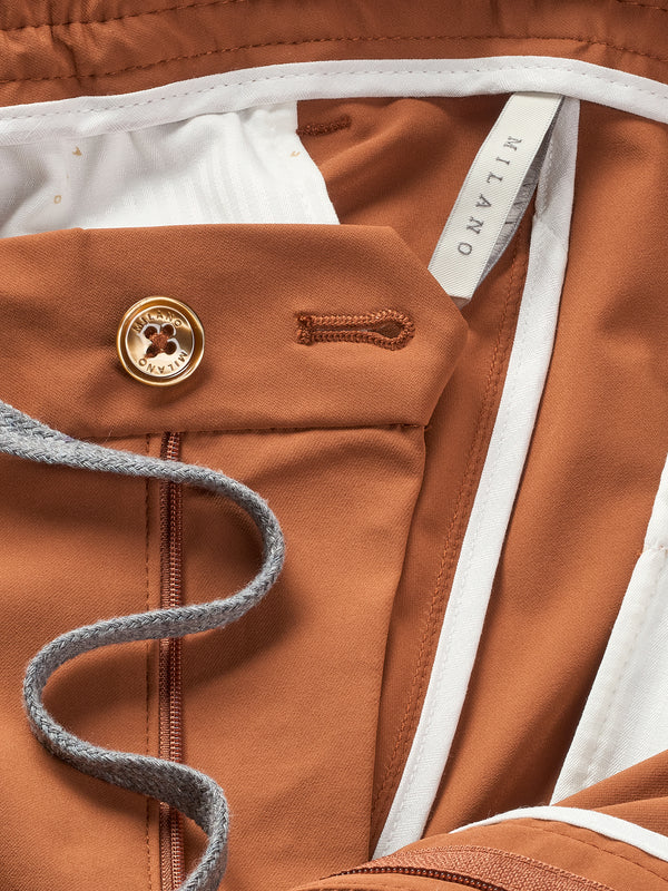 MERSINO MILANO EDITION RUST DRAWSTRING TROUSERS - DESIGN IN ITALY