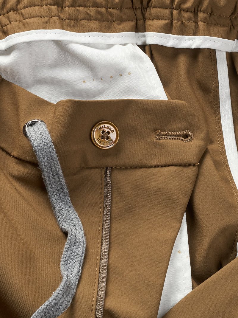 MERSINO MILANO EDITION CARAMEL DRAWSTRING TROUSERS - DESIGN IN ITALY