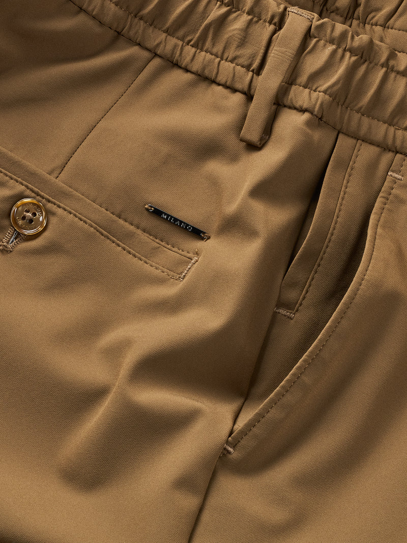 MERSINO MILANO EDITION CARAMEL DRAWSTRING TROUSERS - DESIGN IN ITALY