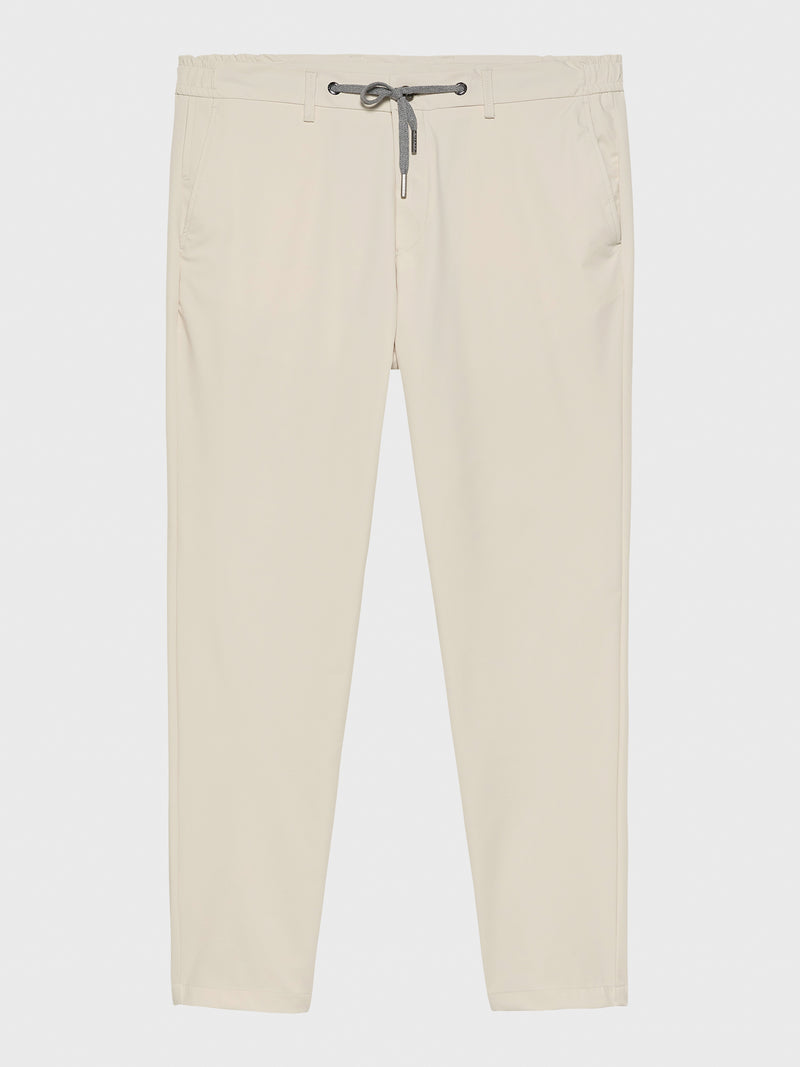 MERSINO MILANO EDITION WHITE SAND DRAWSTRING TROUSERS - DESIGN IN ITALY