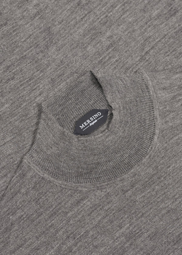 GREY EXTRA FINE MERINO MOCK NECK