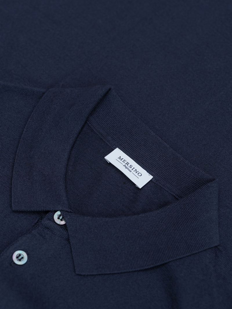 NAVY BLUE SILK-COTTON POLO