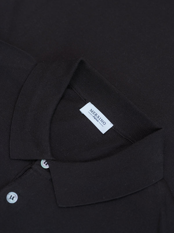 BLACK SILK-COTTON POLO