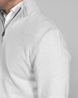 GREY CASHMERE WOOL ZIP-UP