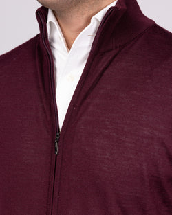 Burgundy Cashfeel Full-Zip Sweater